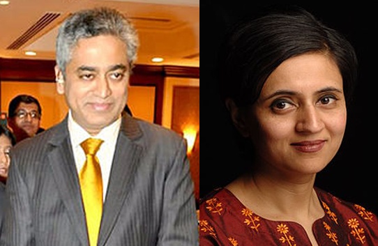 TV journalists Rajdeep Sardesai and Sagarika Ghose